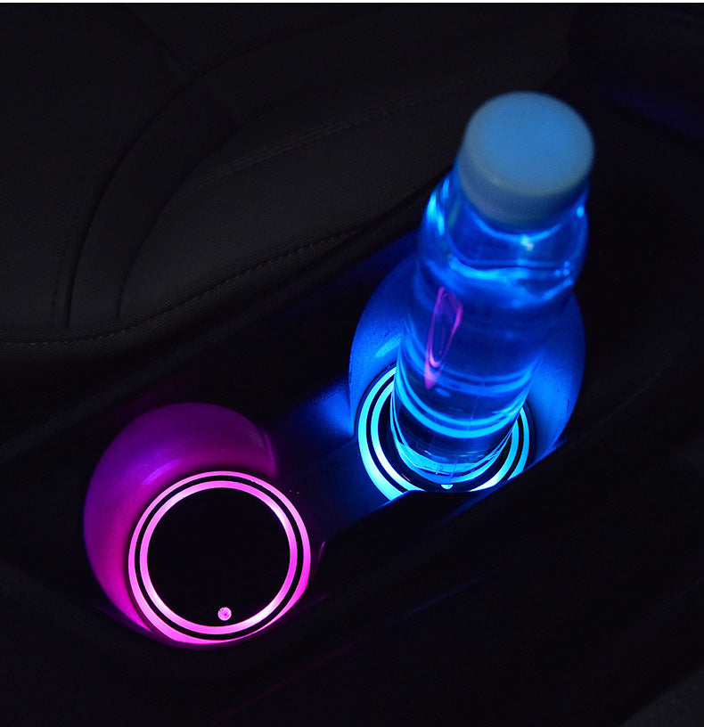 LED cup holder coaster, solar and USB rechargeable
