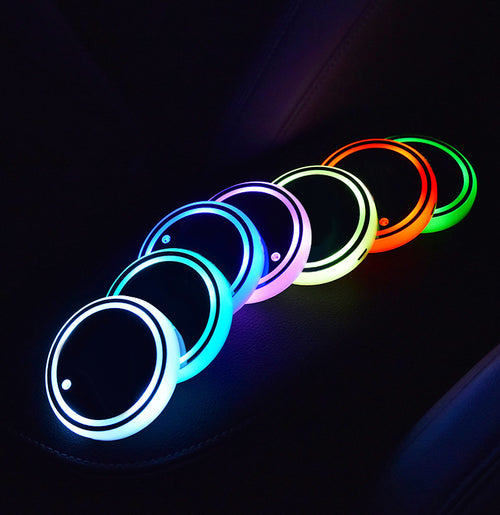 LED cup holder coaster with colour-changing ambient light